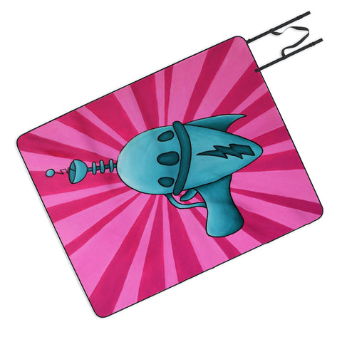 Mandy Hazell Pew Pew Teal Picnic Blanket