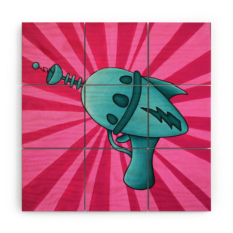 Mandy Hazell Pew Pew Teal Wood Wall Mural