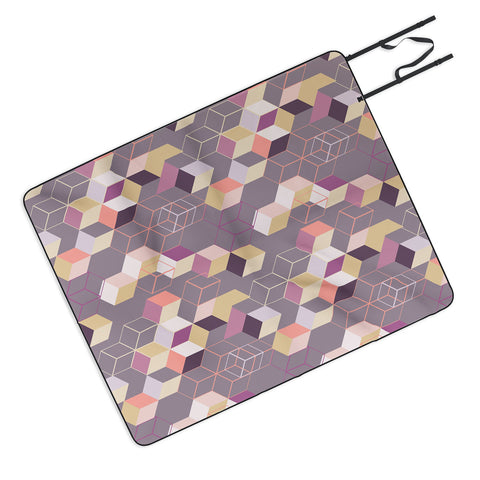 Mareike Boehmer 3D Geometry Cubes 1 Picnic Blanket