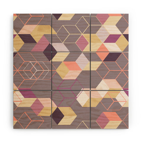 Mareike Boehmer 3D Geometry Cubes 1 Wood Wall Mural