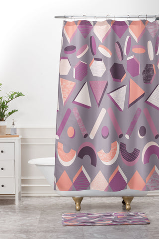 Mareike Boehmer 3D Geometry Stand In Line 1 Shower Curtain And Mat