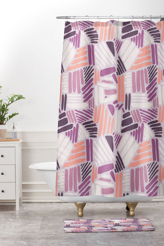 Mareike Boehmer Dots and Lines 1 Strokes Rose Shower Curtain And Mat