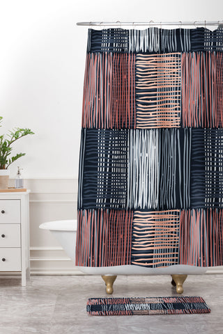 Mareike Boehmer Dots and Lines 2 Fine Lines Shower Curtain And Mat