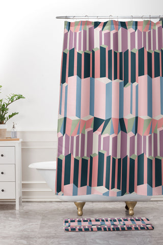 Mareike Boehmer Straight Geometry City 1 Shower Curtain And Mat