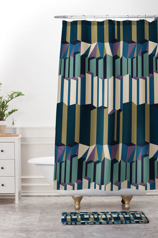 Mareike Boehmer Straight Geometry City 2 Shower Curtain And Mat