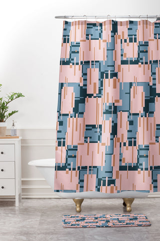 Mareike Boehmer Straight Geometry Connected 1 Shower Curtain And Mat
