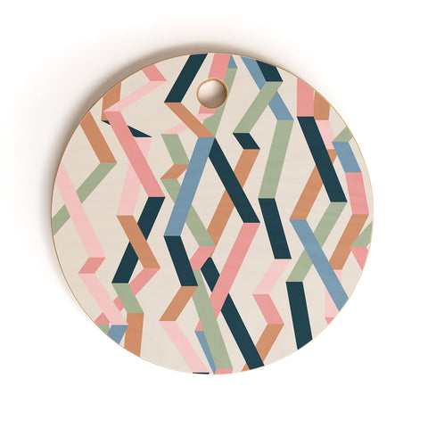 Mareike Boehmer Straight Geometry Ribbons 1 Cutting Board Round