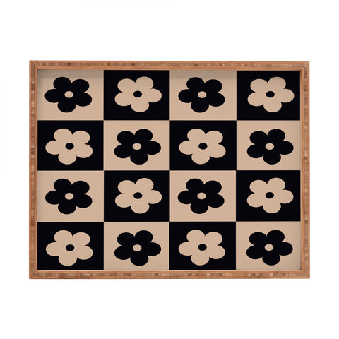 MariaMariaCreative Bloom Check Tan Rectangular Tray