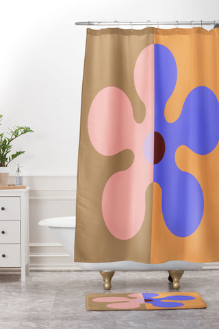 MariaMariaCreative Groovy Flower Multi Shower Curtain And Mat