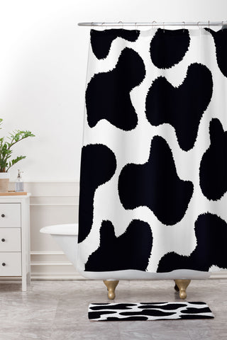 MariaMariaCreative Mooooo Black and White Shower Curtain And Mat
