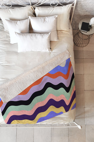 MariaMariaCreative Waves Stripe Multi Fleece Throw Blanket