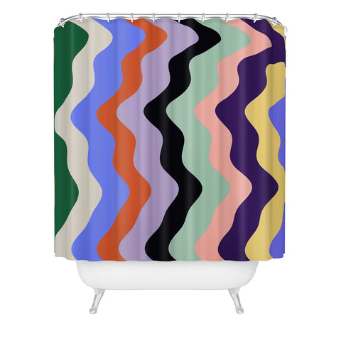 MariaMariaCreative Waves Stripe Multi Shower Curtain