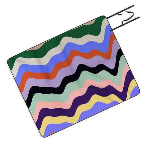 MariaMariaCreative Waves Stripe Multi Picnic Blanket