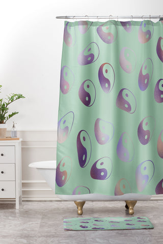 MariaMariaCreative Wavy Ying Yang Shower Curtain And Mat