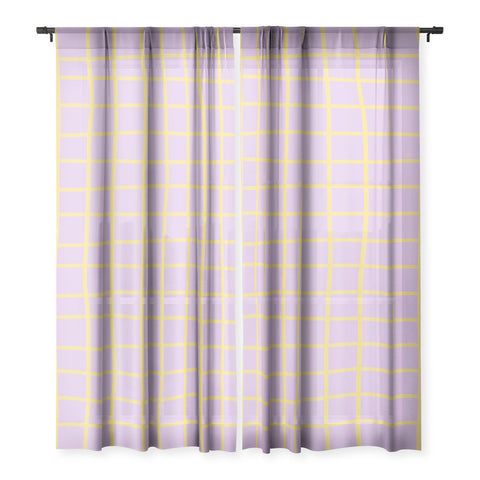 MariaMariaCreative Windowpane Lavender and Lemon Sheer Non Repeat
