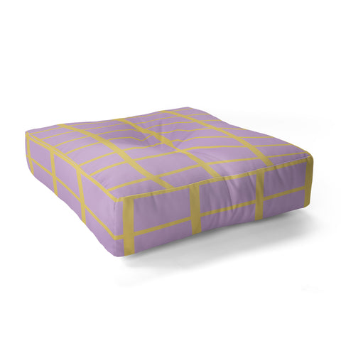 MariaMariaCreative Windowpane Lavender and Lemon Floor Pillow Square