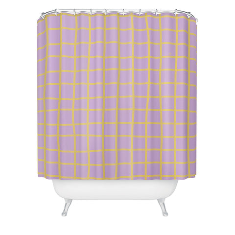 MariaMariaCreative Windowpane Lavender and Lemon Shower Curtain