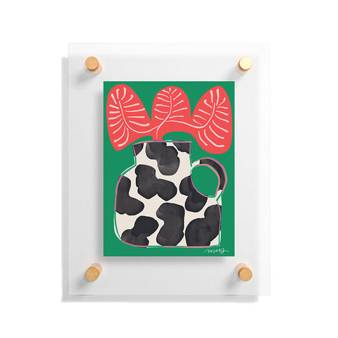 Marin Vaan Zaal Bright Vase with Cow Pattern Floating Acrylic Print