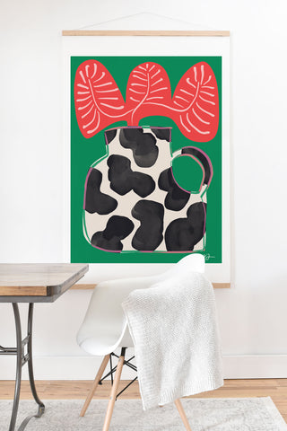 Marin Vaan Zaal Bright Vase with Cow Pattern Art Print And Hanger