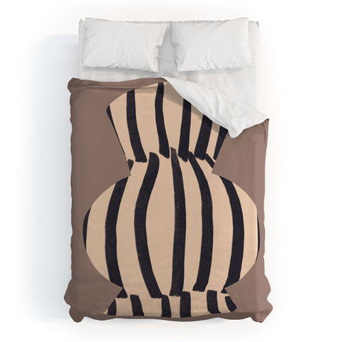 Marin Vaan Zaal Earth Tone Modern Vase Illustration Duvet Cover