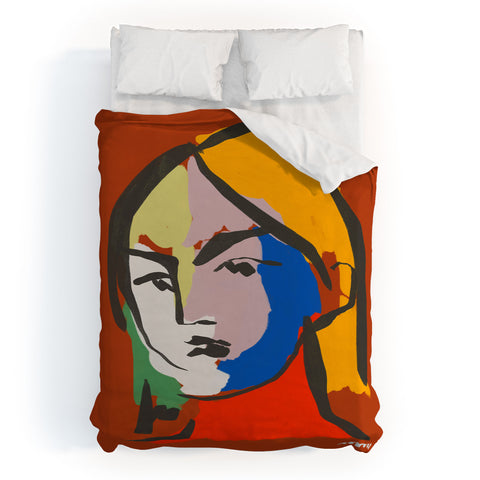 Marin Vaan Zaal Helene in Red Modern Female Duvet Cover