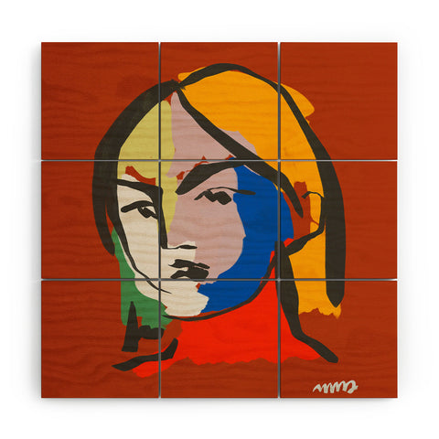 Marin Vaan Zaal Helene in Red Modern Female Wood Wall Mural