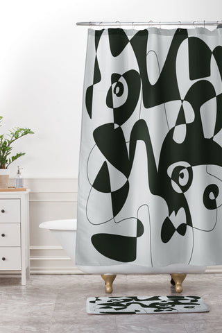 Marin Vaan Zaal Kei Modernist Line Drawing Shower Curtain And Mat