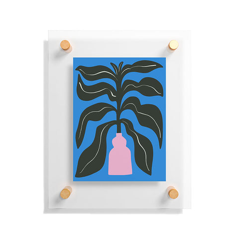 Marin Vaan Zaal Large Black Houseplant in Pink Floating Acrylic Print