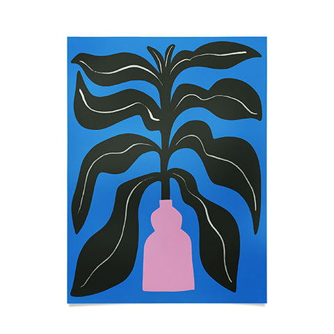 Marin Vaan Zaal Large Black Houseplant in Pink Poster