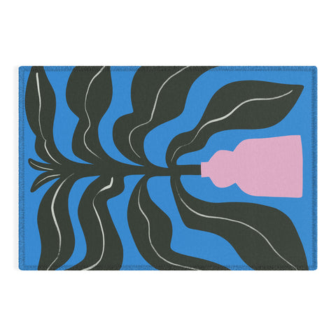 Marin Vaan Zaal Large Black Houseplant in Pink Outdoor Rug