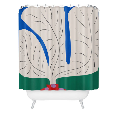 Marin Vaan Zaal Large White Plant in Spotted Pot Shower Curtain