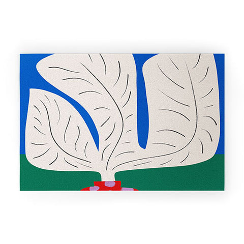 Marin Vaan Zaal Large White Plant in Spotted Pot Welcome Mat