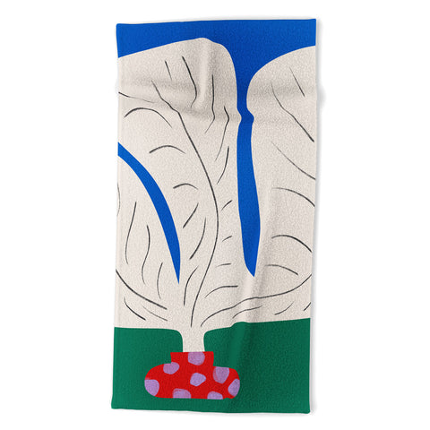 Marin Vaan Zaal Large White Plant in Spotted Pot Beach Towel