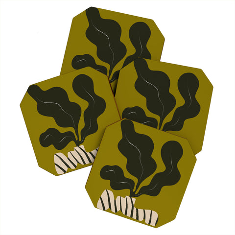 Marin Vaan Zaal Monochrome Wavy Fern in Stripe Coaster Set