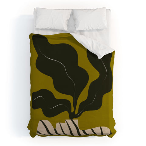 Marin Vaan Zaal Monochrome Wavy Fern in Stripe Duvet Cover