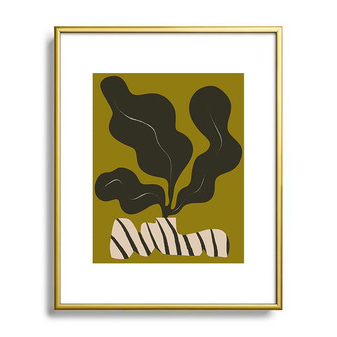 Marin Vaan Zaal Monochrome Wavy Fern in Stripe Metal Framed Art Print