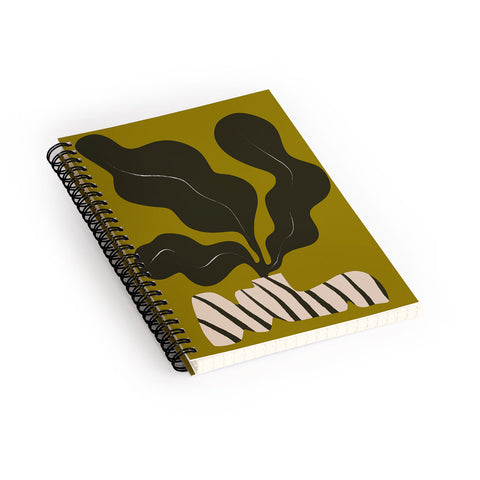 Marin Vaan Zaal Monochrome Wavy Fern in Stripe Spiral Notebook