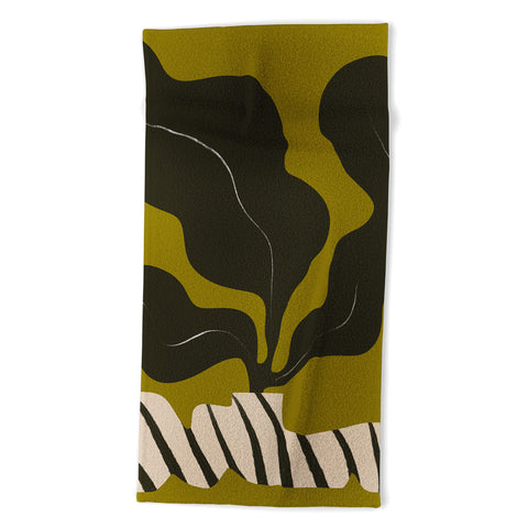 Marin Vaan Zaal Monochrome Wavy Fern in Stripe Beach Towel