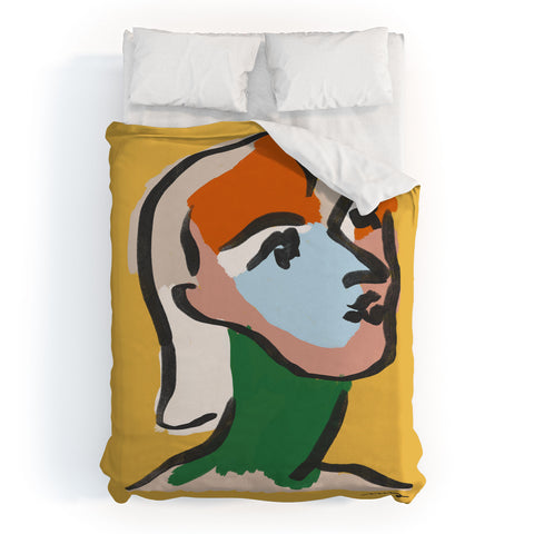 Marin Vaan Zaal Ninette in Yellow Modern Portrait Duvet Cover