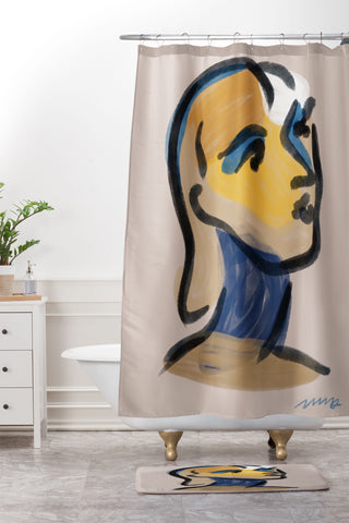 Marin Vaan Zaal Ninette Modern Portrait Print Shower Curtain And Mat