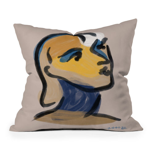 Marin Vaan Zaal Ninette Modern Portrait Print Throw Pillow