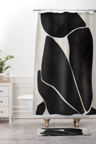Marin Vaan Zaal Nude in Black Modern Shower Curtain And Mat