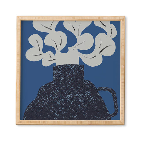 Marin Vaan Zaal Still Life with Modern Plant in Blue Framed Wall Art