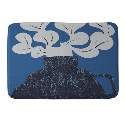 Marin Vaan Zaal Still Life with Modern Plant in Blue Memory Foam Bath Mat