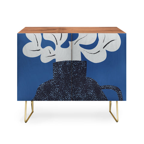 Marin Vaan Zaal Still Life with Modern Plant in Blue Credenza