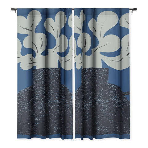 Marin Vaan Zaal Still Life with Modern Plant in Blue Blackout Non Repeat