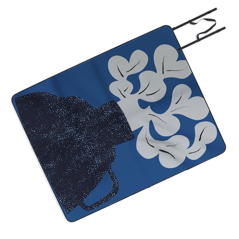 Marin Vaan Zaal Still Life with Modern Plant in Blue Picnic Blanket