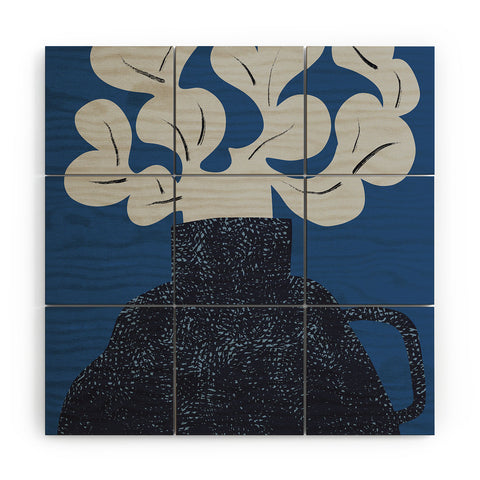 Marin Vaan Zaal Still Life with Modern Plant in Blue Wood Wall Mural