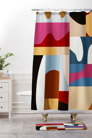 Marin Vaan Zaal Ypres Mosaic Modernist Pattern Shower Curtain And Mat