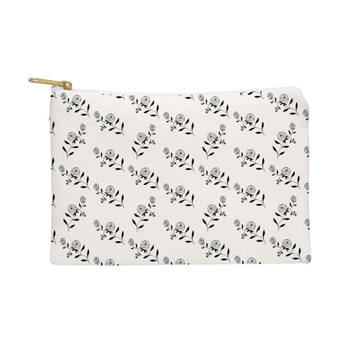 Maritza Lisa Abstract Rose Pattern Black and Ivory Pouch